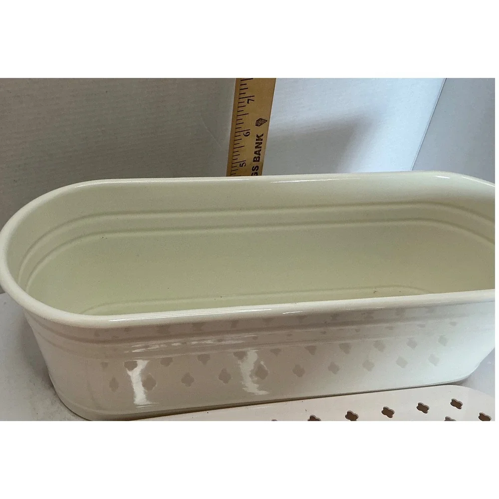 IKEA Fintorp Condiment Stand Planter Enamel Off White Farmhouse Kitchen Storage